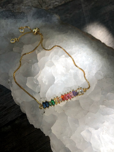 Rainbow Baguette Toggle Bracelet