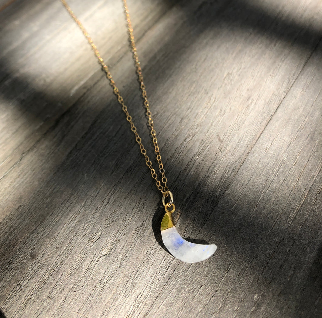 Moonstone Moon on 16inch 24k Gold fill chain