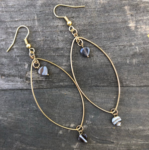 Gold plated earrings with Botswana Agate hearts
